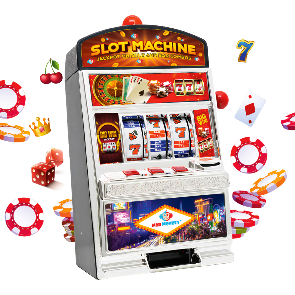 Werbeartikel Slot Maschine XL Spielautomat mit Spardose und Licht/Sound