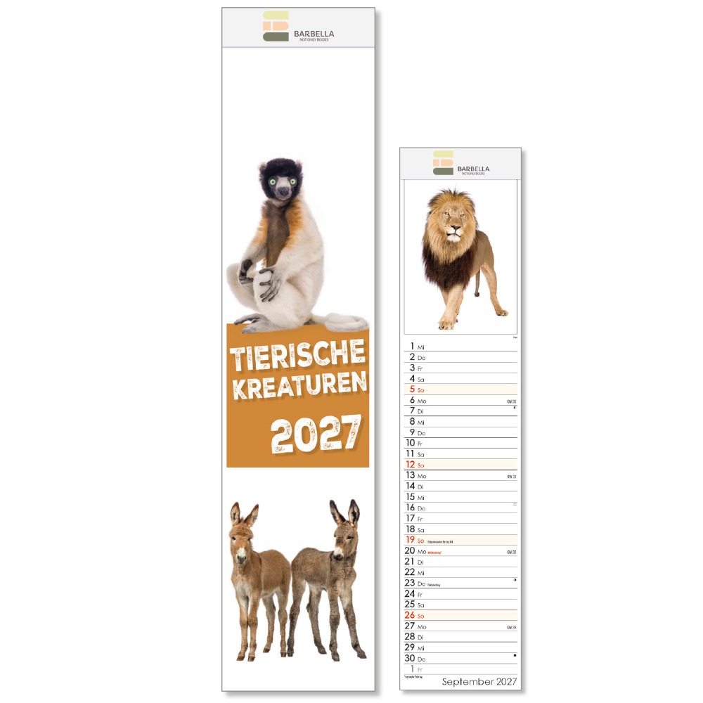 Werbeartikel Streifenkalender Tierische Kreaturen