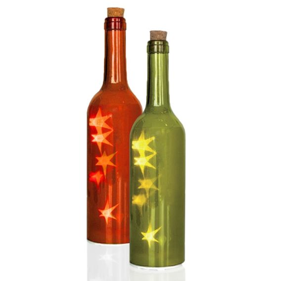 Dekoflasche mit Holo-Stern LED
