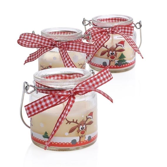 Weihnachtskerze im Glas, Didi, 3er Set, 6,5 x 5 cm