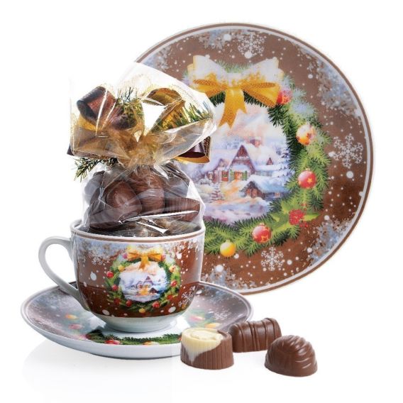 Geschirr-Set aus Porzellan, Weihnachtslandschaft