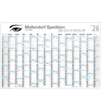 Wandkalender, 14 Monaten mit Werbedruck, 102 x 68 cm