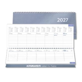 Querkalender mit Wire-O Bindung, silberfarbener Karton-Einband