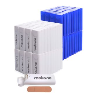 120 x Pflasterboxen Care Card, blau u. weiß