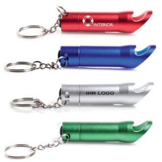 Taschenlampe mit Flaschen&ouml;ffner und Werbeanbringung
