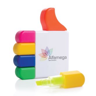 Textmarker LIKE mit 5 verschiedenen Farben in einem Stift, mit Logo