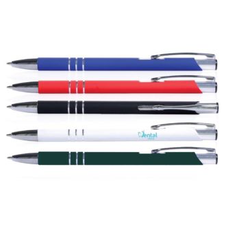 Metallkugelschreiber Faro mit Soft-Touch-Oberfläche, blauschreibend