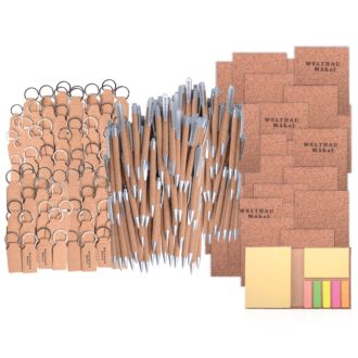 Werbeartikel Set Kork, 190 Teile inklusive einfarbigen Werbeaufdruck