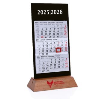 3-Monats-Tischkalender Holzoptik