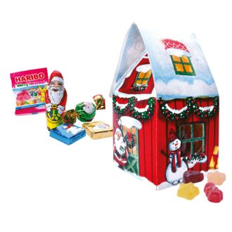 Weihnachtsmann Haus aus Karton inkl 96 g Süßwaren