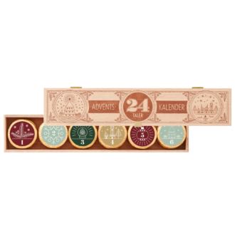 Dreimeister Holzkiste Advents- kalender 24 Vollmilchtaler