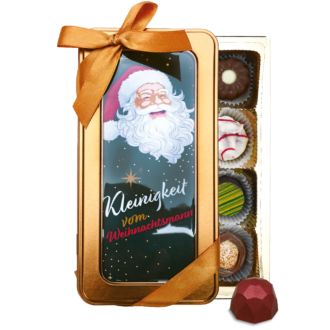 Rabbel Goldene Präsentdose mit Schleife Kleinigkeit vom Weihnachtsmann