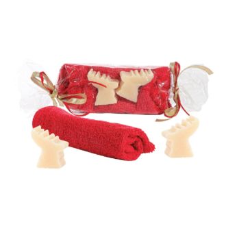 Seifenset Rentier inkl Waschhandschuh rot 2 Seifen 40g