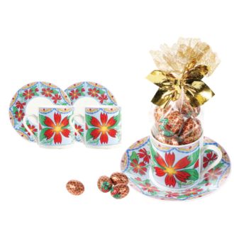 Porzellan Espresso Tasse 2er Set inkl 100g Füllung
