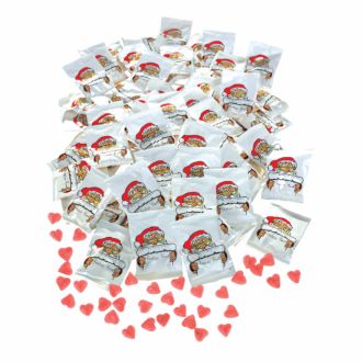 Fruchtgummi-Tüten mit kleinen Herzen 100 Stück, Aufdruck  Frohes Fest