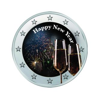 2 Euro M&uuml;nze BRD mit Farb Applikationen K&uuml;nstlerausgabe Motiv New Year