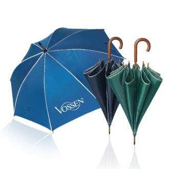 Stockschirm mit Holzgriff und Werbedruck