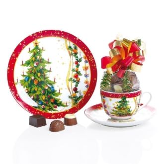 Geschirr-Set aus Porzellan mit Weihnachtsmotiv