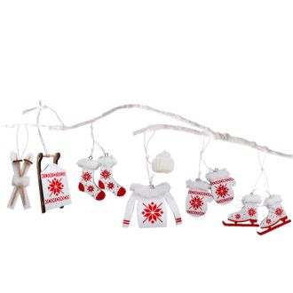 Holz Weihnachtsanhänger  Set 9teilig 2fach sort