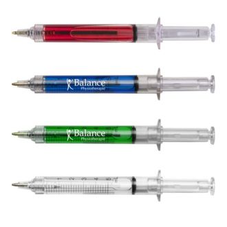 Kugelschreiber aus Kunststoff in Spritzenform