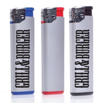 Piezo-Feuerzeug Silver mit Werbedruck