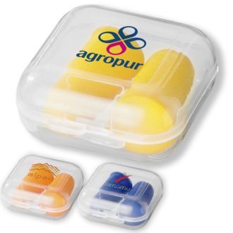 Ohrst&ouml;psel Serenity aus PU-Schaumstoff mit Werbedruck