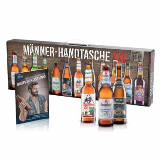 Männerhandtasche mit Bier