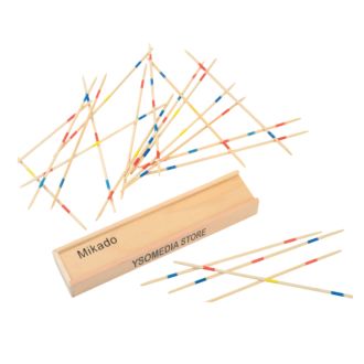Mikado Spiel in Holzbox mit Werbedruck