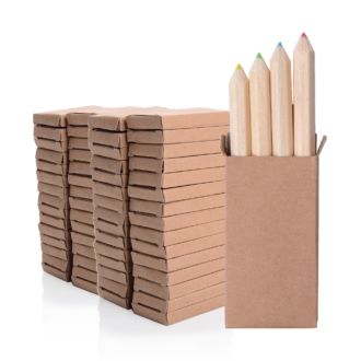 4er Buntstiftset, naturbelassen im Recyclingkarton