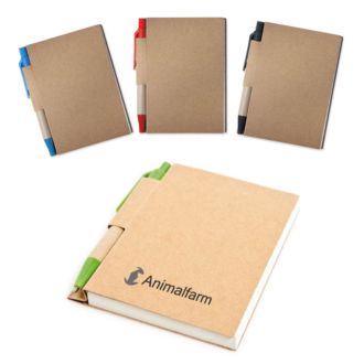 Notizbuch Nature DIN A7 aus Naturkarton mit Recycling-Kugelschreiber 