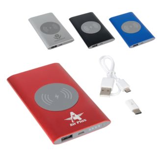 Powerbank WIRELSS POWER mit Qi-Wireless-Chargerund Werbedruck
