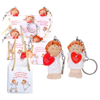 Schl&uuml;sselring Schutzengel 6er Set aus Keramik in T&uuml;te