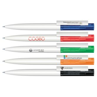 SENATOR Kugelschreiber Headliner Clear Basic, breiter Kunststoff-Clip mit Werbeanbringung