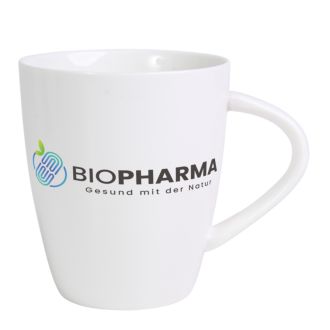Tasse Joy weiss -D- Artikel mit  Werbedruck