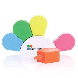 Textmarker Blume, 5-farbig mit Logo