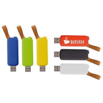 USB Stick Slide mit Soft-Touch-Oberfläche und Kunstlederschlaufe, 16GB