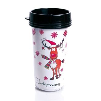 Kaffeebecher to go mit Weihnachtsmotiv Rentier