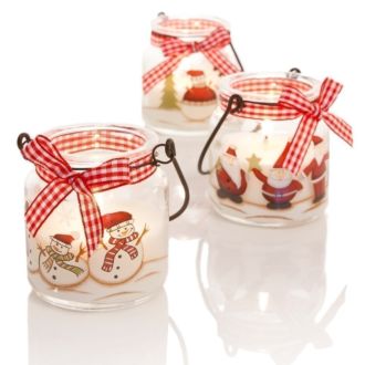 Weihnachtskerze im Glas, 3er Set Teelichter, 6,5 x 5 cm