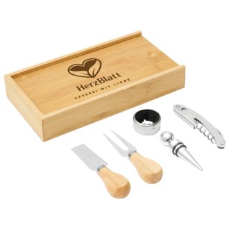 Wein u Käse Set in Holzbox