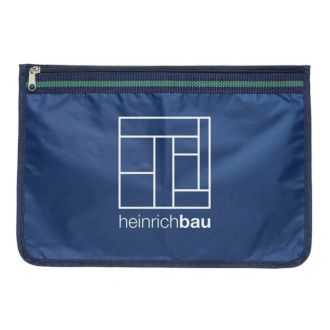 Reißverschlussmappe dunkelblau mit Werbedruck