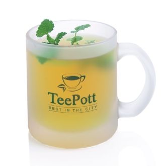 Glasbecher Carina weiß-frosty, bedruckt