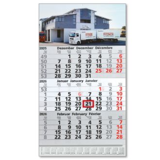 3-Monats-Kalender hellgrau Postversion