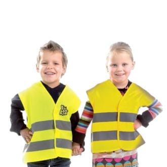 Kinder-Warnweste gelb mit Werbedruck