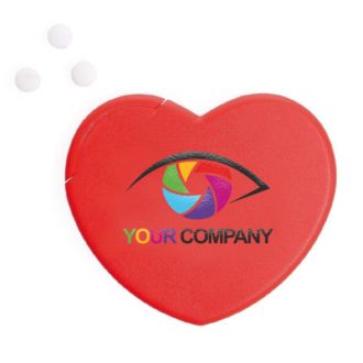 Mintdispenser Herz rot mit Werbedruck