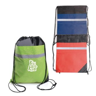 Turnbeutel mit Reflektor-Streifen und Kordelzug aus Non-Woven