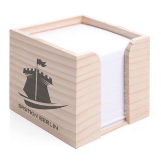 Zettelbox Kiefernholz m. Werbedruck