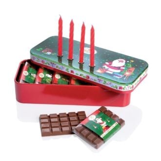 HEIDEL Christmas Time Weihnachtsdose mit Kerzen & Schokolade