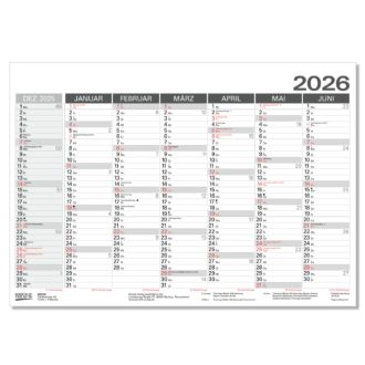 Tafelkalender A4 / 2-seitig Ausführung ohne Werbedruck