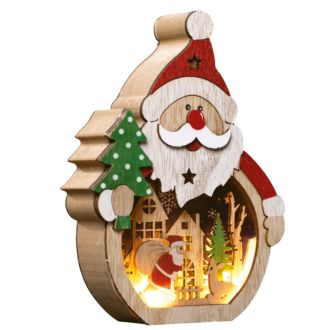 LED Holzdekoration Weihnachts- mann