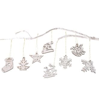 Holzhänger 48 er Set im Weihnachtsmann Aufsteller